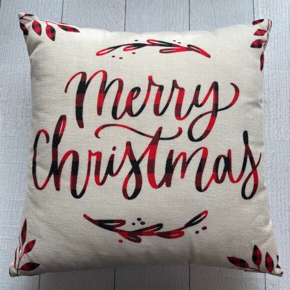 Merry Christmas Buffalo Check Pillow - Picture 1 of 4